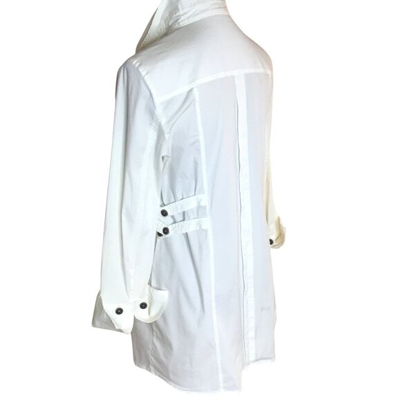 MARC CAIN Women White Sculptural Tunic Shirt Dress Jacket Tailored Minimalist M - Picture 2 of 13
